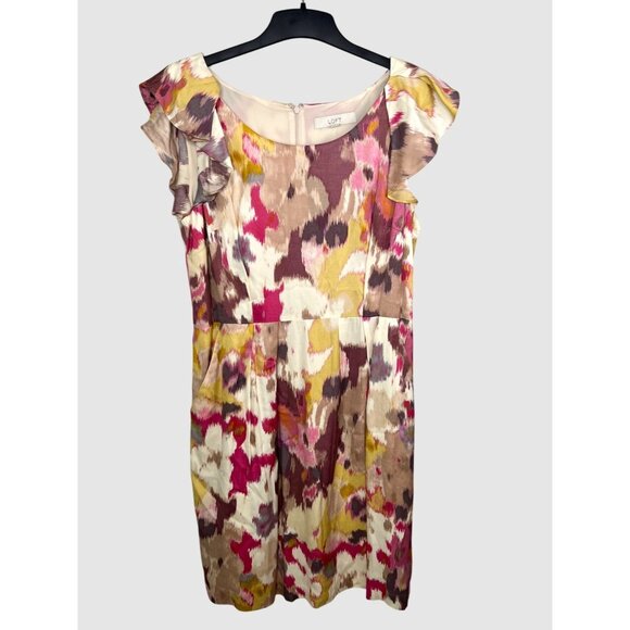 Ann Taylor Loft Womens Multicolor Ruffle Sleeve Dress Size 12 - Picture 16 of 16